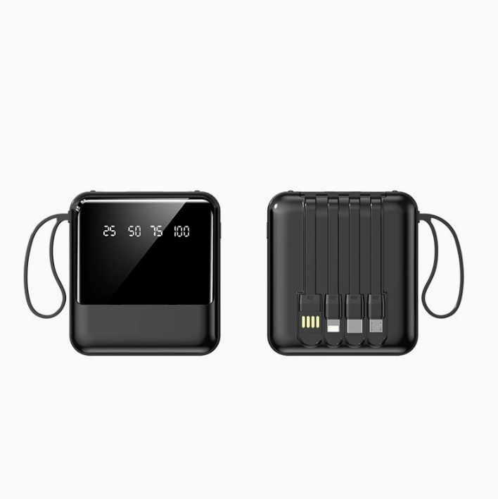 Custom Mini Power Bank with Build-in Cables(5000/10000/20000mAh) - Wholesale Portable Charger