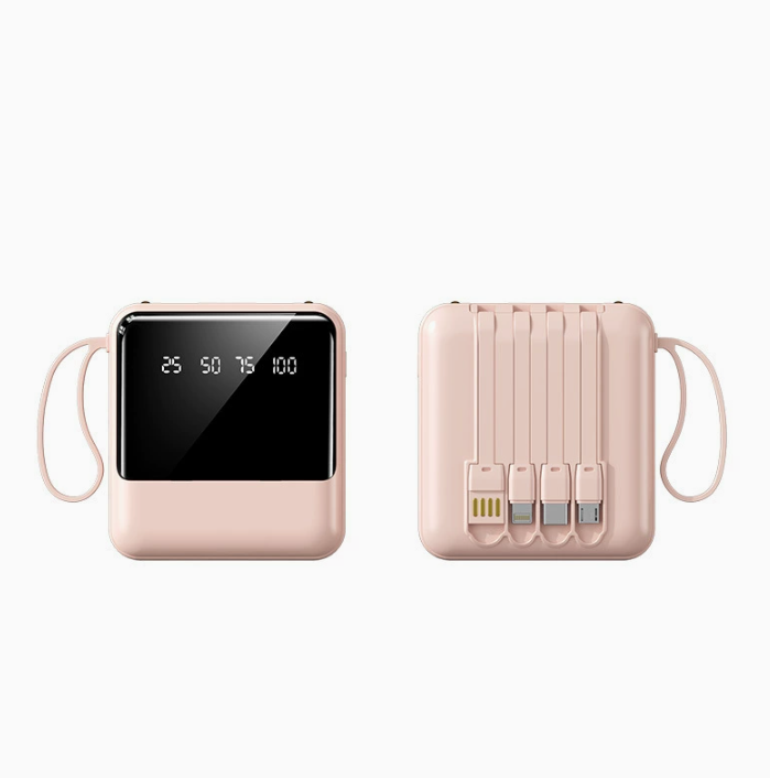 Custom Mini Power Bank with Build-in Cables(5000/10000/20000mAh) - Wholesale Portable Charger