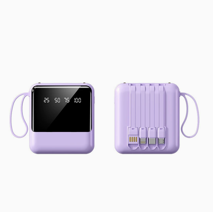 Custom Mini Power Bank with Build-in Cables(5000/10000/20000mAh) - Wholesale Portable Charger