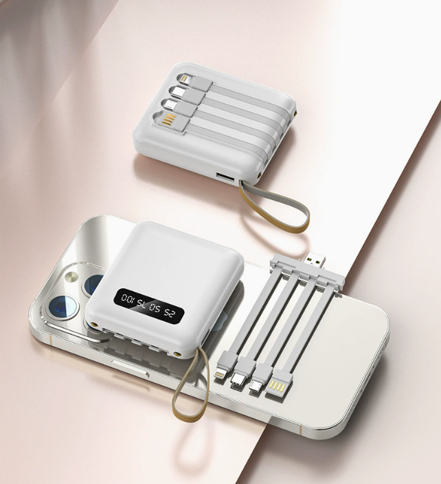 Custom Mini Power Bank with Build-in Cables(5000/10000/20000mAh) - Wholesale Portable Charger