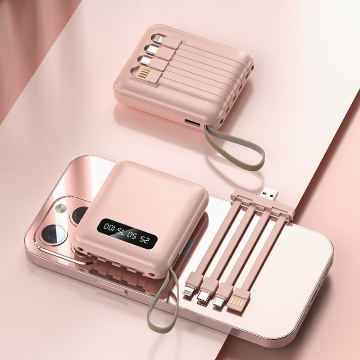 Custom Mini Power Bank with Build-in Cables(5000/10000/20000mAh) - Wholesale Portable Charger