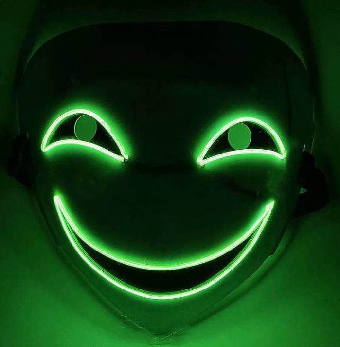 LED Light Up Neon Mask for Halloween & Parties (Custom Designs Available) - Wholesale EL Wire Face Masks
