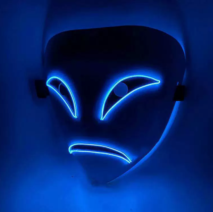 LED Light Up Neon Mask for Halloween & Parties (Custom Designs Available) - Wholesale EL Wire Face Masks
